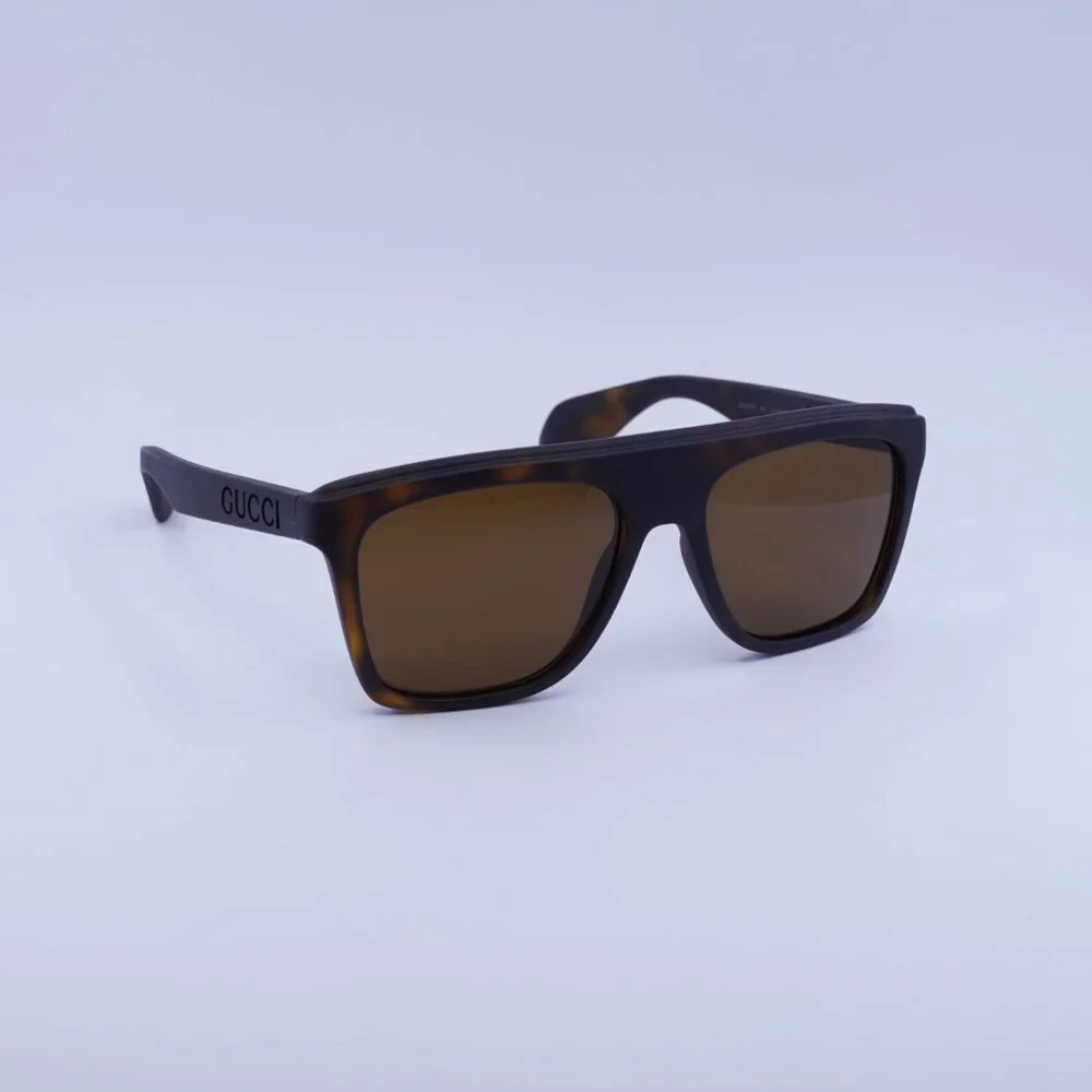 Gucci GG1570S 002 Sunglasses Matte Dark Havana Square Frame, Brown Lenses - Picture 5 of 11